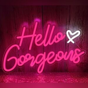 NEW-Pink 'Hello Gorgeous' Neon Sign